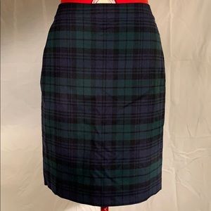 J. Crew “The Pencil Skirt” Black Watch Plaid